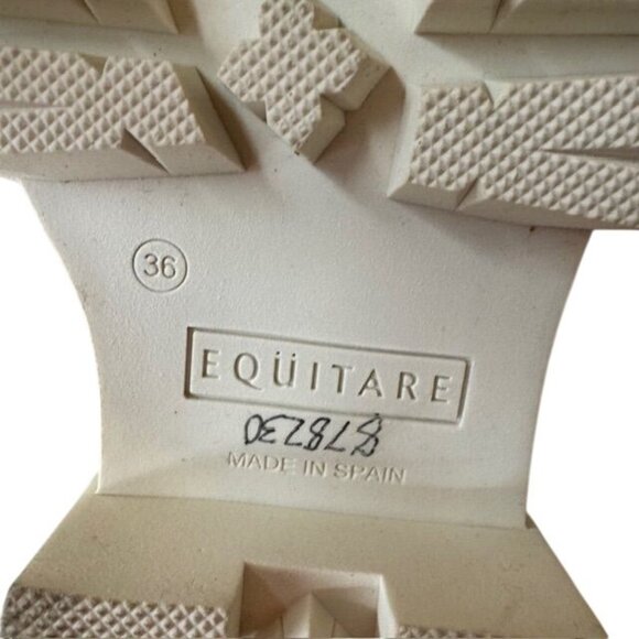 Equitare Womens Beige Leather Platform Chunky Sole Ankle Boots Size 36 Made In S - Picture 4 of 5